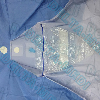 ستائر جراحية معقمة يمكن التخلص منها باللون الأزرق الداكن SBPP لجراحة المسالك البولية مع حقيبة تجميع