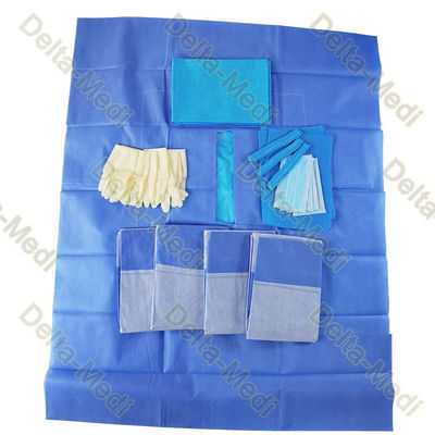 أطقم جراحية معقمة يمكن التخلص منها مع غطاء قفازات ثوب التفاف قناع ثنى منشفة