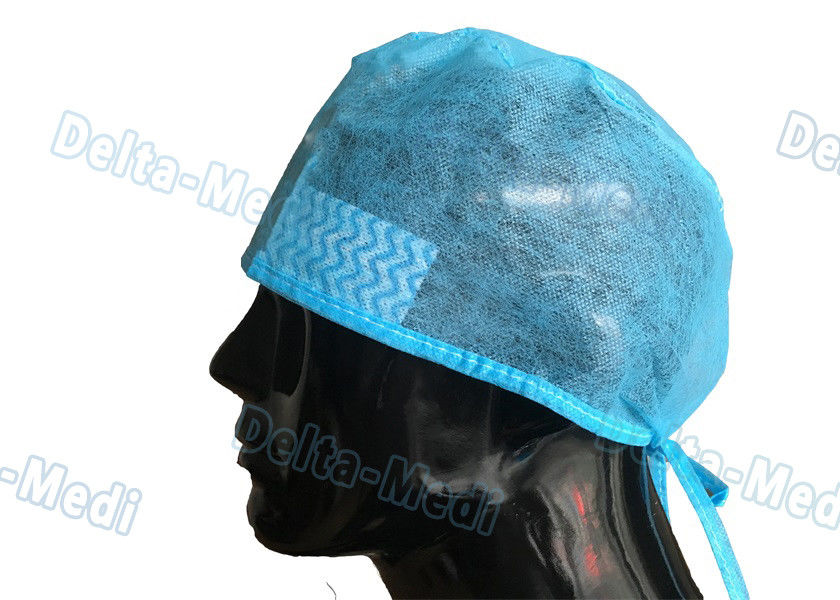 القبعات الزرقاء يمكن التخلص منها ، PP / SMS القبعات الجراحية القابل للتصرف مع العصابة